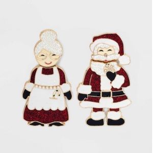 Sugarfix x BaubleBar Santa & Mrs. Claus Couple Christmas earrings NEW